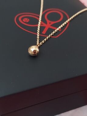 LOVE LOVE TENNIS 14K SOLID YELLOW GOLD NECKLACE 16 inch long